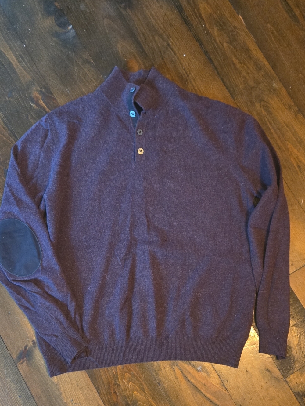Saks 5th Ave Men's Quarter‑Button Sweater in Deep Plum 100% Cashmere